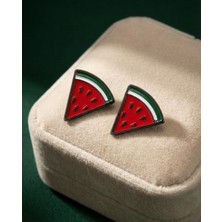 Zaytoon 2\'lu Filistin Simgesi Renkli Üçgen Karpuz Dilimi Tasarımlı Metal Yaka Rozeti A300007-02