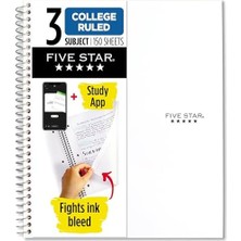 Storemax Star Spiral Defter + Çalışma Uygulaması, 3 Konu, Kolej Çizgili Kağıt, Mücadele Mürekkep Kanaması, Suya Dayanıklı Kapak, 8-1/2 "x 11", 150 Yaprak, Beyaz (72464)