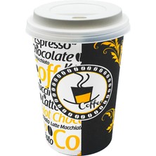 UltraMint Beyaz Kapaklı 12 Oz Karton Bardak, 300 Ml, Kahve ve Latte Için Ideal (100'LÜ)