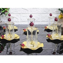 UltraMint Yaldızlı 18 Parça Çay Seti, Döküm Uğur Böcekli ve Metal Tabaklı Lüks Tasarım