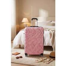 WX-300 Baskılı Şeker Pembe Büyük Boy Valiz