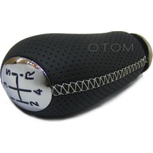 Opr Renault Megane 2 Deri Vites Topuzu (Delikli Deri & Bej Dikiş)