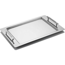 UltraMint Paslanmaz Çelik Ela Kulplu Çay Tepsisi, Şık ve Dayanıklı Tasarım