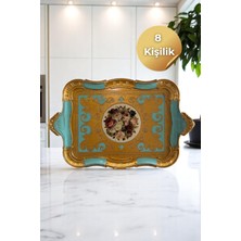 UltraMint El Yapımı Italyan Gül Ağacı Lüx Turkuaz Gold Sunum Tepsisi