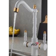 Fualora Rustik Arıtmalı Mutfak Evye Bataryası Beyaz Gold