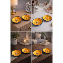 Shellora El Yapımı Lacivert Beton Takı Tabağı 2'li Set – Deniz Kabuğu Formlu Dekoratif Tabak (11–12 Cm)