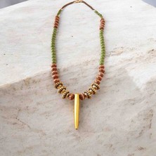 Lal Dizayn Boncuk Kolye - El Yapımı - Bohem Kadın Aksesuar