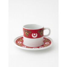 UltraMint Çiftli Ay-Yıldız ve Çiçek Desenli Türk Kahve Fincan Takımı