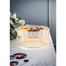 UltraMint Autumn Gold Detaylı Hayat Ağaç Desenli Metal Standlı Meyve Sunum Kasesi