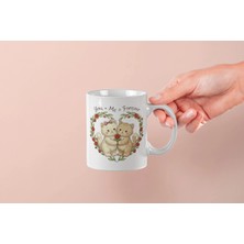 Mithor Shop You + Me = Forever Yazılı Kedicik Kupa – Sevgililer Günü Özel Tasarım