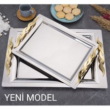 UltraMint Mercan Sırma Gold 2'li Ikramlık Sunum ve Çay Tepsisi Seti