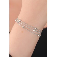 TrentCo 316L Çelik Gümüş Renk Minimal Top Figür Kadın Bileklik - Lisinya