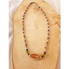 Lal Dizayn Boncuk Kolye - El Yapımı - Bohem Kadın Aksesuar