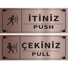 Mayeka Itiniz - Çekiniz Dikdörtgen Ikili Levha Set Bronz Metal Yönlendirme Tabelası Kişiye Özel