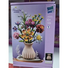 Boratila Toys 600 Parça Vazolu Çiçek Yapım Seti Legosu Dekoratif Çiçek Model Ebedi Çiçek