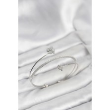 TrentCo Yonca Çiçek Model Pirinç Gümüş Renk Kadın Bileklik - Lisinya