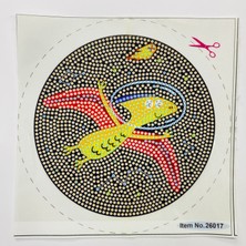 Elegantshop 5d Yapışan Boncuk Goblen Mozaik Tablo Pano 16*16 cm Kuş Dino