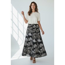 Ece Giyim Kadın Beli Lastikli Sekiz Parçalı Desenli Balık Etek