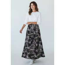 Ece Giyim Kadın Beli Lastikli Sekiz Parçalı Desenli Balık Etek