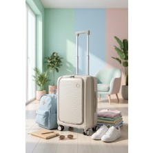 Wexta WX-PP166 Bej - Krem Notebookgözlü Polipropılen - Kırılmaz - Sessiz Teker Valiz