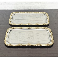 UltraMint 2’li Sunum Tepsisi ve Baton Pasta Servisi, Gold Çerçeve, 32 cm