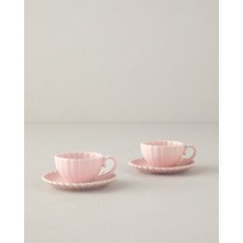 UltraMint Şık Pudra Renkli 4 Parça Bone China Kahve Fincan Takımı
