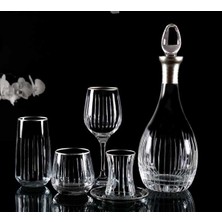 UltraMint 31 Parça 6 Kişilik Çubuk Gümüş El Dekor Cam Su Takımı