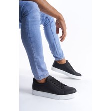 Zapatos SLW165 Elite Bağcıklı Cilt Erkek Günlük Sneaker Ayakkabı Cbt - Siyah