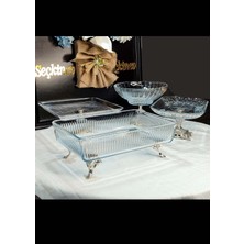 UltraMint Eylül 4 Parça Gümüş Ayaklı Masa Sunum Seti, Şık ve Kullanışlı Tasarım