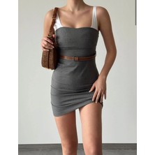 Kemerli Atlet Garnili Mini Elbise