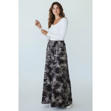 Ece Giyim Kadın Beli Lastikli Sekiz Parçalı Desenli Balık Etek