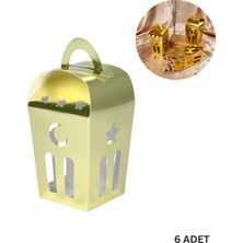 Roco Paper Co. Ramazan Temalı Dekoratif Fener Kutusu, Ay Yıldız Kesim Hediyelik Kutu Seti, Altın, 6x9 cm - 6 Adet