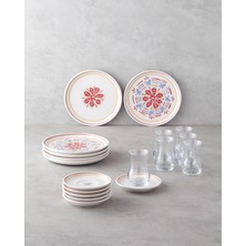 UltraMint Renkli 18 Parça Seramik Pasta Seti, 6 Kişilik, Şık ve Dayanıklı Tasarım