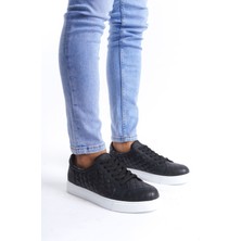 Zapatos SLW166 Prestige Bağcıklı Cilt Kapitone Desenli Erkek Günlük Sneaker Ayakkabı Cbt - Siyah
