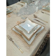 UltraMint Şık 6 Kişilik 24 Parça Osmanlı Desenli Yemek Takımı