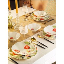 UltraMint Şık 18 Parça Porselen Yemek Takımı, 6 Kişilik, Çorba ve Yemek Tabağı