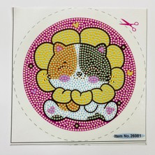 Elegantshop 5d Yapışan Boncuk Goblen Mozaik Tablo Pano 16*16 cm Kedi