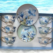 UltraMint Şık ve Zarif Çift Renkli Türk Kahvesi Fincan Takımı Seti