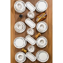UltraMint 28 Parça 12 Kişilik Stackable Kahvaltı Takımı Seti, Sosluklu, Şık Sunum