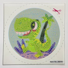 Elegantshop 5d Yapışan Boncuk Goblen Mozaik Tablo Pano 16*16 cm Dinazor