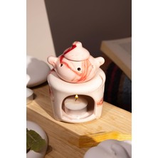 Love Bundles Özel Yapım Seramik Kırmızı Çaydanlık Buhurdanlık