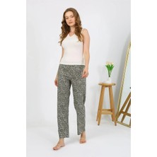 Veralya Moda Kadın Penye Desenli Tek Alt Pijama Haki