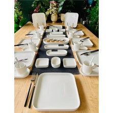 UltraMint Şık Beyaz Porselen 6 Kişilik 35 Parça Çay ve Kahvaltı Takımı