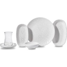 UltraMint Şık 24 Parça Kahvaltı Takımı, Modern ve Zarif Tasarım, Dayanıklı Seramik Set