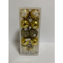 TrentCo Yılbaşı Süsleri 20 Li Top Kutulu 4 cm Parlak Simli Karışık 4 Asorti Ağaç Süsleme Gold