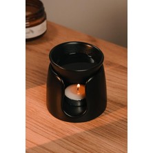 Love Bundles Siyah Özel Tasarım Seramik El Yapımı Buhurdanlık | Mumluk | Dekoratif (1 ADET TEALİGHT MUM ILE)