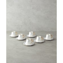 UltraMint Şık 12 Parça Mavi Bone China Kahve Fincan Takımı, 6 Kişilik, 80 ml
