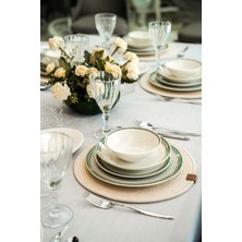 UltraMint Şık 24 Parça Porselen Yemek Takımı, 6 Kişilik Set, Elegant Tasarım