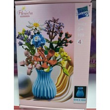 Boratila Toys 600 Parça Vazolu Çiçek Yapım Seti Legosu Dekoratif Çiçek Model Ebedi Çiçek