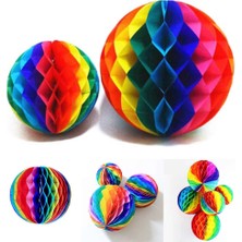 TrentCo Gökkuşağı Renkli 30 cm Rengarenk Kağıt Süs Fener 1 Adet - Lisinya